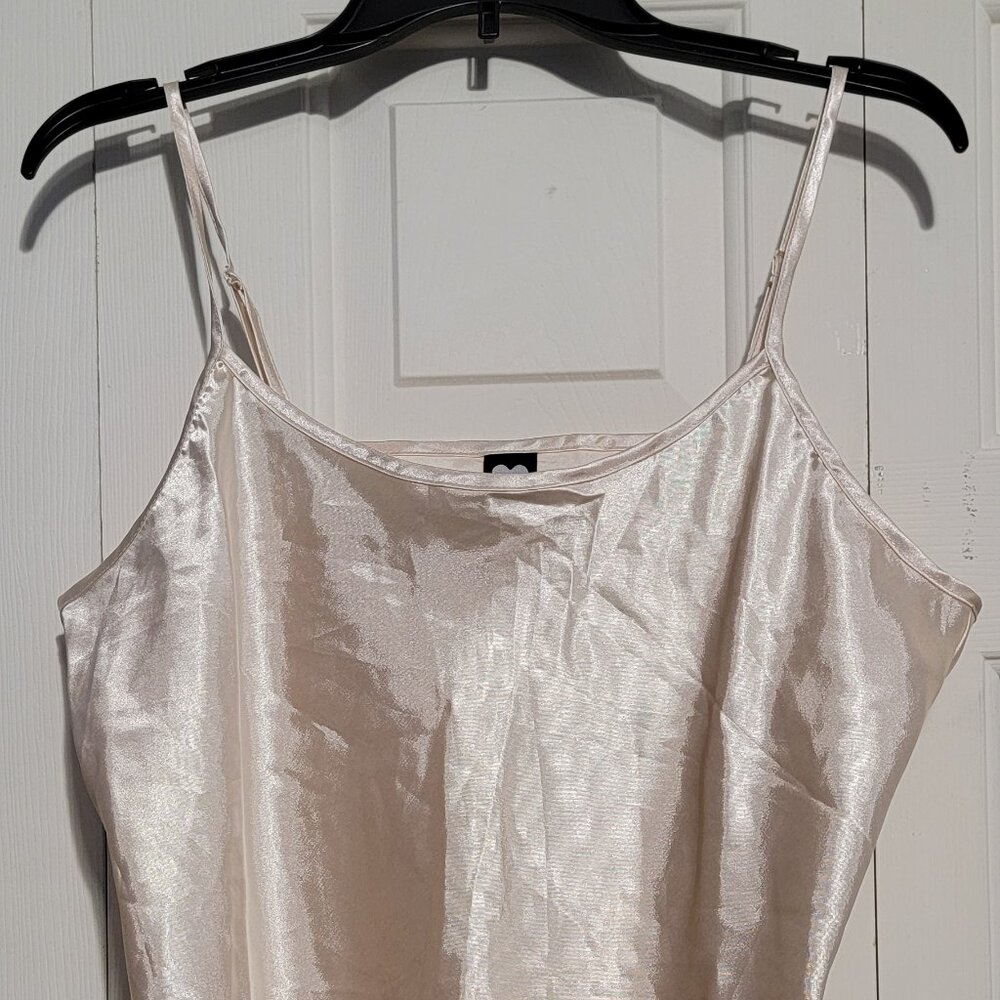 White Mark Satin Pajama Cami & Shorts Set, Beige, Large